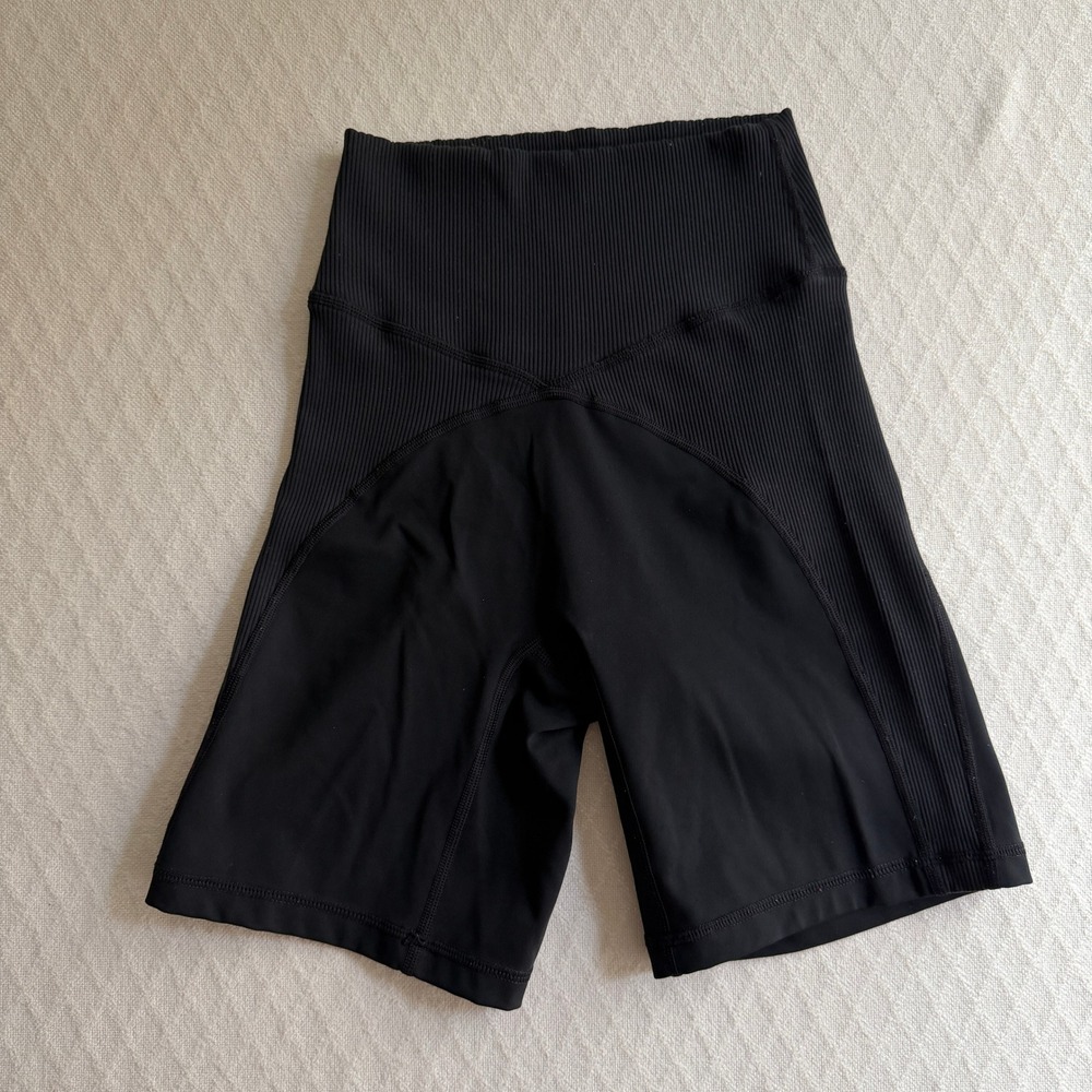 OFFLINE by Aerie Goals Bike Short High Rise Black Ribbed Athletic Athleisure